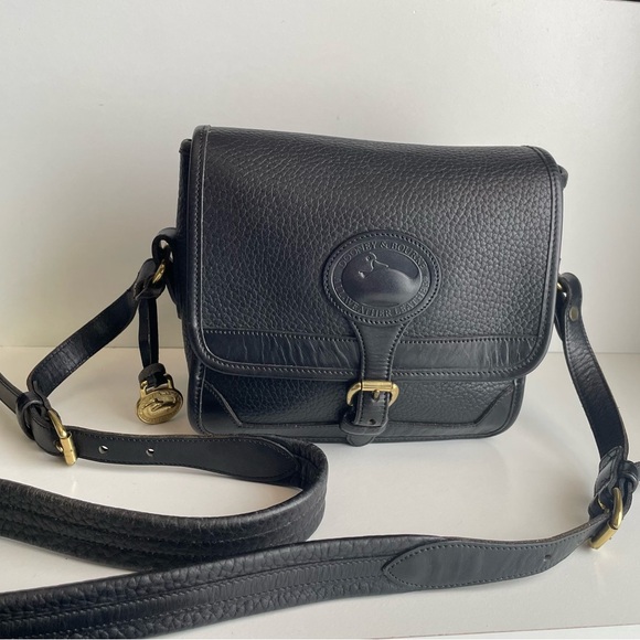 Dooney and Bourke Black Pebbled Leather Surrey Carrier Crossbody double buckle - Picture 6 of 16
